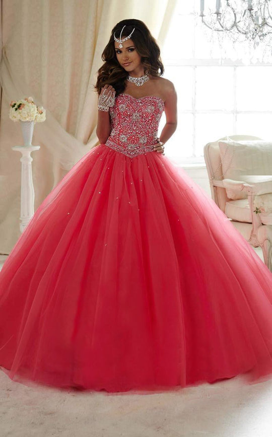 Tiffany Homecoming - 56288 Sparkling Beaded Strapless Ball Gown in Fuchsia