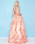 Mac Duggal - 66329H Crystal Collared Floral Embroidered A-Line Gown In Orange