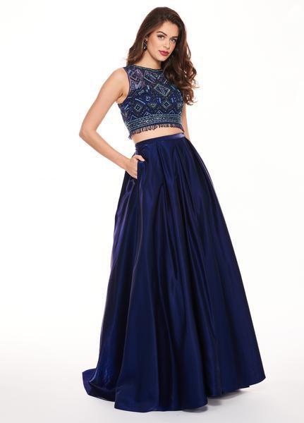 Rachel Allan - 6632 Two Piece Illusion Jewel Ballgown In Blue