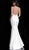 Jovani - 66333 Plunging Halter V-neck Mermaid Dress in White