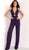 Jovani - 66334 Embellished Deep Halter V-neck Jumpsuit In Purple