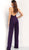 Jovani - 66334 Embellished Deep Halter V-neck Jumpsuit In Purple