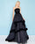 Mac Duggal - Velvet Trimmed Strapless Tiered Evening Gown 66346H In Black