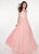 Rachel Allan - 6636 Plunging Sweetheart Glitter Floral Tulle Gown In Pink