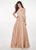 Rachel Allan - 6636 Plunging Sweetheart Glitter Floral Tulle Gown In Neutral