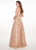 Rachel Allan - 6636 Plunging Sweetheart Glitter Floral Tulle Gown In Neutral