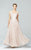 Daymor Couture - Lace Floral V Neck Long Dress 252 in Neutral