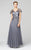 Daymor Couture - Lace Floral V Neck Long Dress 252 in Gray