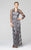 Daymor Couture - Lace Floral V Neck Long Dress with Slit 253 in Gray