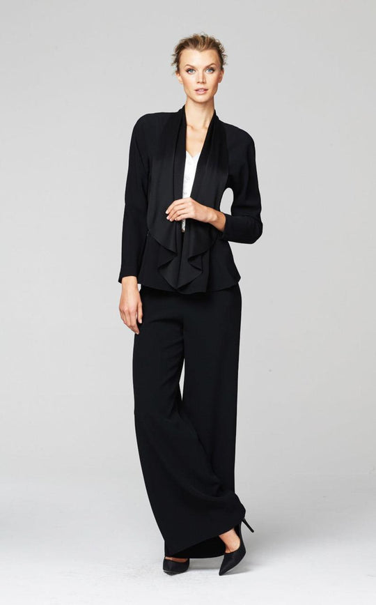 Daymor Couture - Two Piece Buttoned Lapels Pantsuit 270 in Black and White