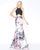 Cassandra Stone - 66374A Two Piece Buttoned Halter Printed Mikado Gown In Pink