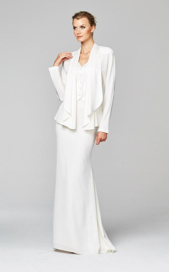 Daymor Couture - 280 Draped Cover Evening Dress in White