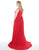 Mac Duggal - 66388F Ruched V-neck Jersey A-line Dress In Red