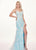 Rachel Allan - 6640 Floral Appliqued Backless Lace Gown In Blue