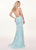 Rachel Allan - 6640 Floral Appliqued Backless Lace Gown In Blue