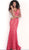 Jovani - 66412 Crystal Embellished Lace Trumpet Dress in Red
