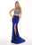 Rachel Allan - 6641 Two-Piece Beaded Halter High Slit Gown In Blue