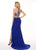 Rachel Allan - 6641 Two-Piece Beaded Halter High Slit Gown In Blue