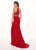 Rachel Allan - 6641 Two-Piece Beaded Halter High Slit Gown In Red