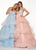 Rachel Allan - 6642 Sleeveless V Neck Beaded Tiered Ballgown In Blue and Pink