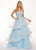 Rachel Allan - 6642 Sleeveless V Neck Beaded Tiered Ballgown In Blue