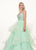 Rachel Allan - 6642 Sleeveless V Neck Beaded Tiered Ballgown In Green