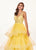 Rachel Allan - 6642 Sleeveless V Neck Beaded Tiered Ballgown In Yellow