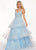 Rachel Allan - 6642 Sleeveless V Neck Beaded Tiered Ballgown In Blue