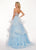 Rachel Allan - 6642 Sleeveless V Neck Beaded Tiered Ballgown In Blue