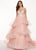 Rachel Allan - 6642 Sleeveless V Neck Beaded Tiered Ballgown In Pink