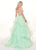 Rachel Allan - 6642 Sleeveless V Neck Beaded Tiered Ballgown In Green