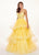 Rachel Allan - 6642 Sleeveless V Neck Beaded Tiered Ballgown In Yellow