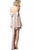 Jovani - 66431 Satin Spaghetti Straps Short Dress In Neutral  