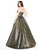 Mac Duggal - 66437D Strapless Metallic Sweetheart Pleated Ballgown in Gold