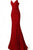 Jovani - Plunging V-neck Glitter Jersey Trumpet Dress 66442 In Red