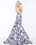 Mac Duggal - 66442M Strapless Floral Print Mikado Evening Gown In Blue