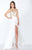 Mac Duggal - 66445M Bedazzled Jewel A-line Dress In White and Gold