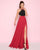Mac Duggal - 66490L Beaded Halter A-line Dress In Red and Black