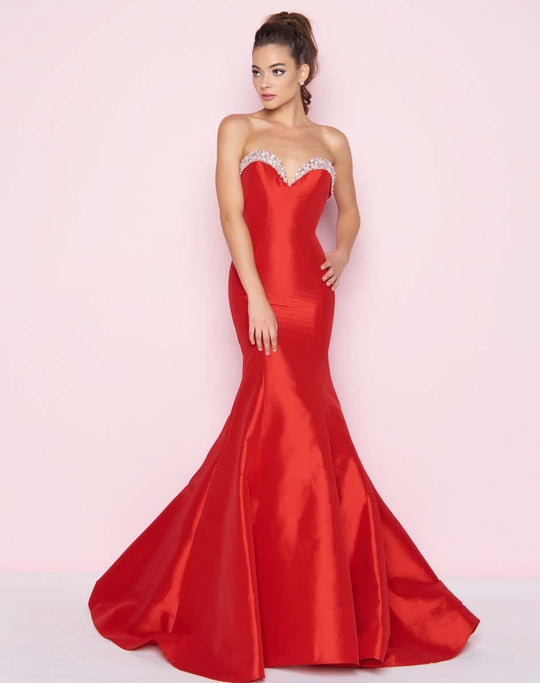 Mac Duggal - 66498L Strapless Sweetheart Mermaid Dress In Red