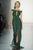 Tadashi Shoji - Lace Off-Shoulder Chiffon Sheath Dress In Green and Neutral