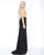 Cassandra Stone - 66525A Halter Gold Beaded Cutout Slit Evening Gown In Black and  Gold