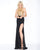 Cassandra Stone - 66525A Halter Gold Beaded Cutout Slit Evening Gown In Black and  Gold