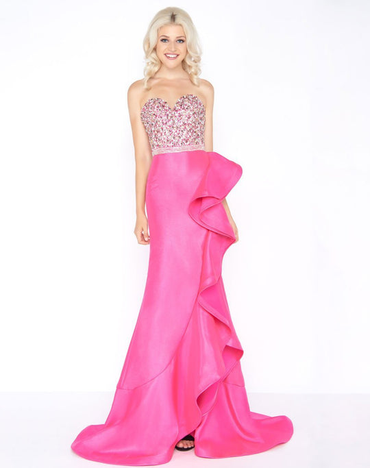 Cassandra Stone - 66527A Strapless Sweetheart Sheath Dress In Pink