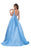 Mac Duggal Ballgowns - 66532H Embellished V-neck Ballgown With Train in Blue