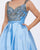 Mac Duggal Ballgowns - 66532H Embellished V-neck Ballgown With Train In Blue