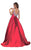 Mac Duggal Ballgowns - 66532H Embellished V-neck Ballgown With Train in Red