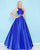 Mac Duggal - 66533H High Neck Open Back Taffeta Ballgown In Blue