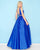 Mac Duggal - 66533H High Neck Open Back Taffeta Ballgown In Blue