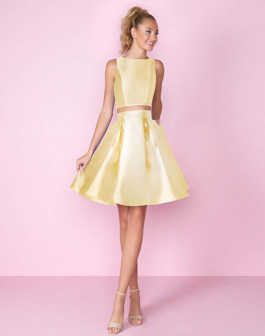 Mac Duggal - 66548C Two Piece Bateau A-line Dress In Yellow