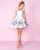 Mac Duggal - 66552C Cap Sleeve Floral Print Cocktail Dress In White and Floral